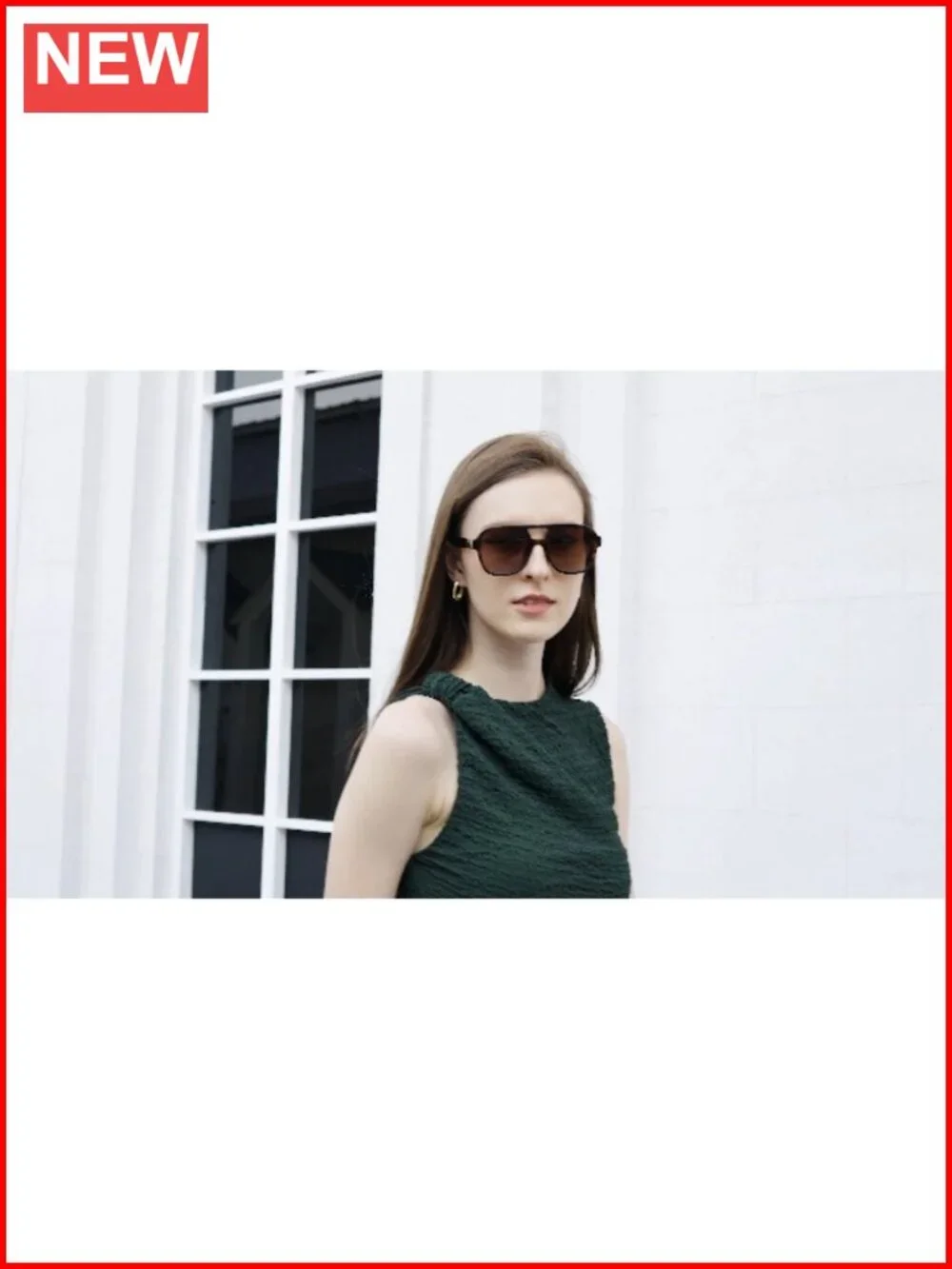 Oversized Aviator Sunglasses Women Vintage Square Large Double Bridge UV400